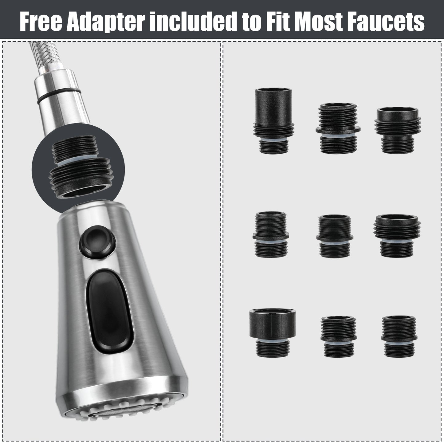 Head with 9 adapters